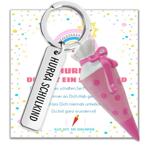 ENSTAB Einschulung Geschenk Mini Schultüten Füllung Schulanfang Geschenk Schulkind mit Grußkarte Geschenkbox (Schultüten-Rosa) von ENSTAB