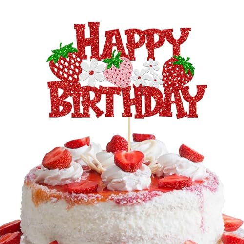 Geburtstag Tortendeko Mädchen Doppelseitiger Glitzer Happy Birthday Kuchendeko Erdbeere Geburtstag Kuchenaufsätze Geburtstag Tortendeko Mädchen Doppelseitiger Glitzer Happy Birthday Kuchendeko Erdbeere Geburtstag Kuchenaufsätze von ENSTAB