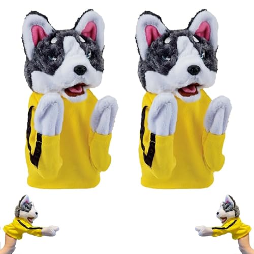 2024 New Kung Fu Animal Toy Husky Gloves Doll Children's Game Plush Toys, Soundable Boxing Dog Hand Puppet Toy, Fun Hand Puppet Children's Toys (2Pcs,One Size) von ENVGSOMP