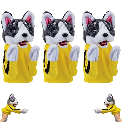 2024 New Kung Fu Animal Toy Husky Gloves Doll Children's Game Plush Toys, Soundable Boxing Dog Hand Puppet Toy, Fun Hand Puppet Children's Toys (3Pcs,One Size) von ENVGSOMP