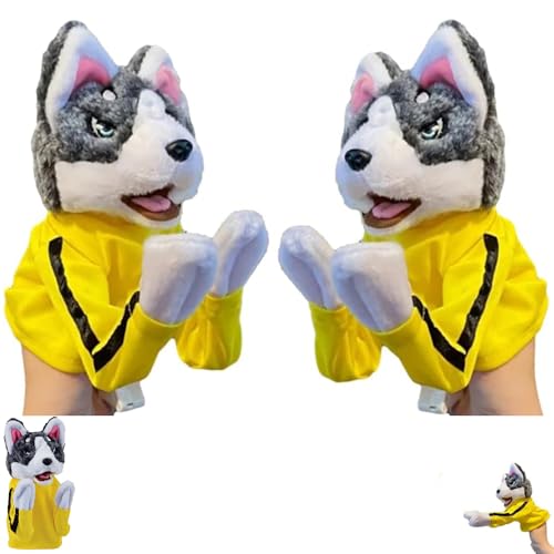 Kung Fu Animal Toy Husky Gloves Doll Children's Game Plush Toys, 2024 New Stuffed Hand Puppet Dog Action Toy, Soundable Boxing Dog Hand Puppet Toy (2Pcs,One Size) von ENVGSOMP
