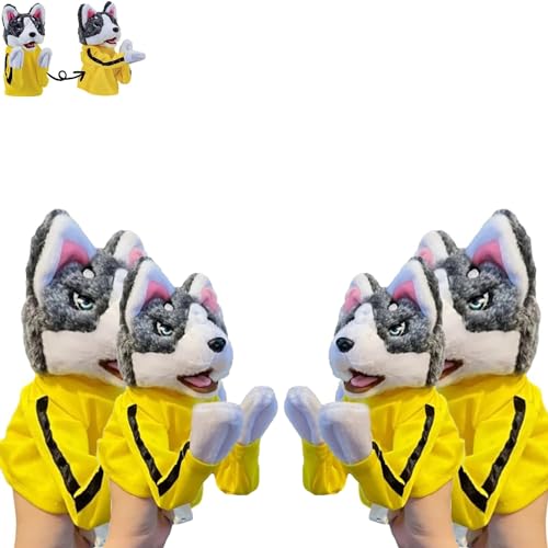 Kung Fu Animal Toy Husky Gloves Doll Children's Game Plush Toys, 2024 New Stuffed Hand Puppet Dog Action Toy, Soundable Boxing Dog Hand Puppet Toy (4Pcs,One Size) von ENVGSOMP