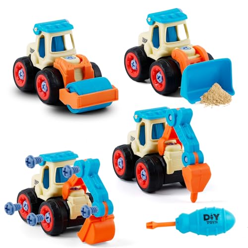 EOGRFW 4 Stück Bagger Spielzeug, Baustellenfahrzeuge Kinder, Baufahrzeuge Spielzeug mit Schraubendreher,Zerlegen DIY Baufahrzeuge Lernspielzeug für Kinder Jungen Mädchen 3 4 5 Jahren EOGRFW 4 Stück Bagger Spielzeug, Baustellenfahrzeuge Kinder, Baufahrzeuge Spielzeug mit Schraubendreher,Zerlegen DIY Baufahrzeuge Lernspielzeug für Kinder Jungen Mädchen 3 4 5 Jahren von EOGRFW