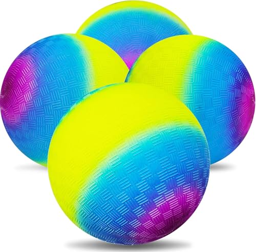 EOGRFW 4 Stück Spielball aus PVC mit 1 Handpumpe, 21,6 cm Spielfeldball, aufblasbarer Strandball für den Strand, für den Innen- und Außenbereich (4 lila) von EOGRFW