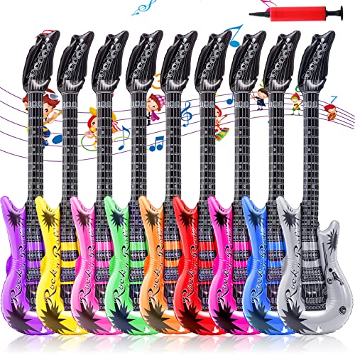 Set mit 9 aufblasbaren Instrumenten, aufblasbare Gitarre in verschiedenen Farben, Rockstar 36 Zoll, bunte Luftgitarren Rock 'n Roll Party Set mit 9 aufblasbaren Instrumenten, aufblasbare Gitarre in verschiedenen Farben, Rockstar 36 Zoll, bunte Luftgitarren Rock 'n Roll Party von EOGRFW