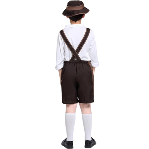 EOIKTIY 3 Stücke Kind Oktoberfest Kostüm Junge Lederhosen Shorts Junge Bier Festivals Anzug Halloween Kostüm Oktoberfest Rollenspiel Kind Feier Outfit von EOIKTIY