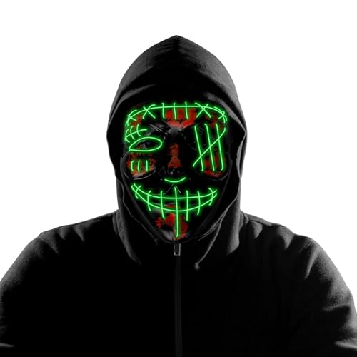 EOJDDPA LED Maske, leuchtende Maske für Kostümpartys und Cosplays, 3 Beleuchtungsmodi für Squid Game Masken, Maskenball und Veranstaltungen, Karneval Dekorationen Venezianische Maske (Einäugig) von EOJDDPA