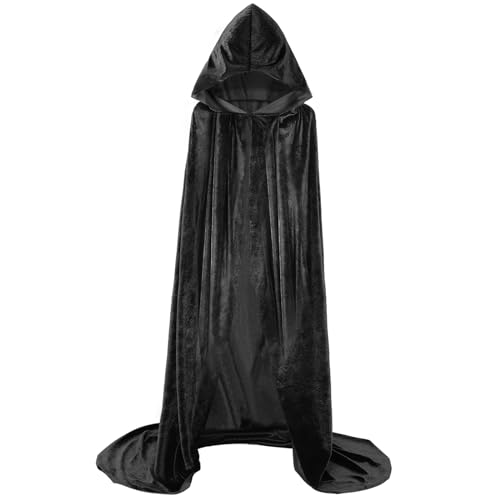 EONPOW Langer Kapuzenumhang Samt Umhang Hexe Cosplay Zauberer Tunika Halloween Kostüm Damen Herren von EONPOW