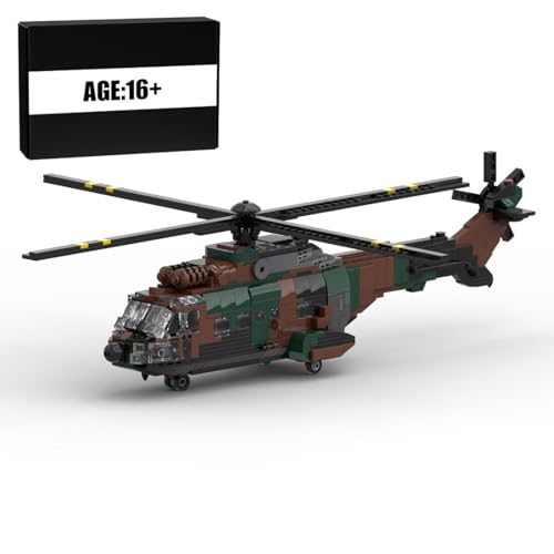 EOOR Modulares Baukasten, MOC-167061 AS 532 Europäischer Hubschrauber Militärische Montage Bausteine, Kreatives Helikopter Spielzeug Geschenk für Jugendliche und Erwachsene - 1051Stück von EOOR