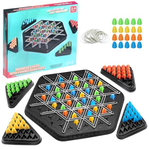 EOPUOZS Triggle Spiel, Geometrisches Schachspiel für 2-4 Personen, Chain Triangle Chess Game für Kinder und Erwachsene, Chain Triangle Orbito Gummibänder Brettspiele (S) von EOPUOZS