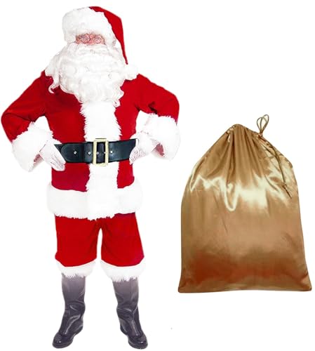 EOZY 10 Stück Kostüm Weihnachtsmann für Erwachsene,Weihnachtsmannkostüm,Kostüm,Weihnachtsmannkostüm,Kostüm,komplett,rot,Weihnachten,Party,Verkleidung,Kostüm Gr.X-Large,rot von EOZY