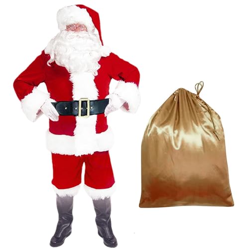 EOZY 10 Stück Kostüm Weihnachtsmann für Erwachsene Kostüm Weihnachtsmann Kostüm Kleidung Komplette Kleidung Rot Weihnachten Party Verkleidungen (3XL) von EOZY