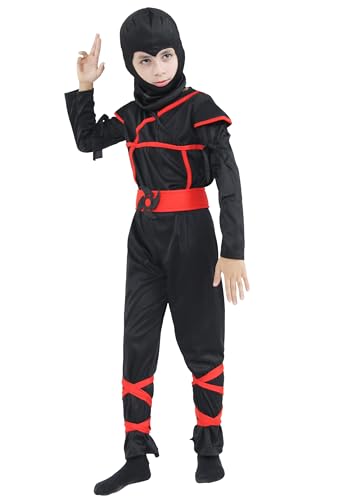 EOZY-Boy Ninja Kostüm Ninja Kostüm Schwarz Ninjago Kostüm Halloween Party und Karneval Kostüm Cosplay Kostüm (XL, schwarz) von EOZY