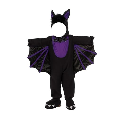 EOZY Kinder Fledermaus Kostüm Mädchen Jungen Schwarz Lila Halloween Vampir Cosplay Kleid Oben von EOZY