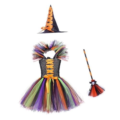 EOZY Mädchen Halloween Cosplay Kostüme Hexe Tutu Maskerade Kleid Kleid Leistung Kleidung von EOZY