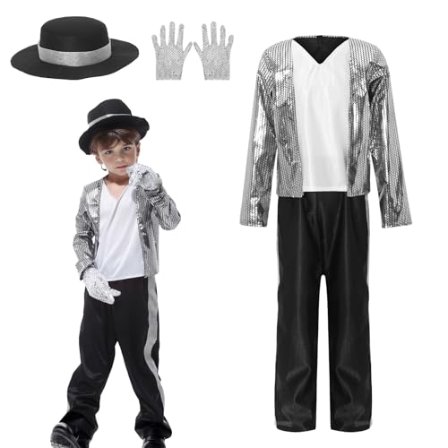 EOZY Michael Jackson Kind Kinder Halloween Kostüm Verkleidung Cosplay Rollenspiel Mädchen Junge Festival Party Karneval Kostüm von EOZY