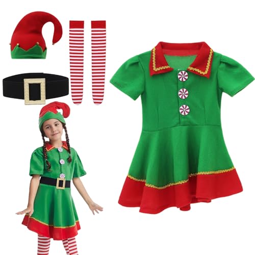 EOZY Weihnachten Elf Kostüm Set Elf Outfit für Kinder Weihnachten Parteien Cosplay Vielseitige Größen von EOZY