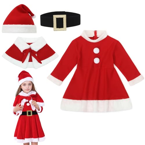 EOZY Weihnachtskleidung Set Weihnachtsmann-Kostüm Mädchen Weihnachtsmann-Kostüm für Kinder Weihnachtsmann-Kleid Mädche von EOZY