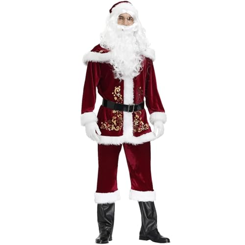 EOZY -Weihnachtsmann Kostüm Erwachsene Set Weihnachtsmann Kostüm Komplettkostüm Rotes Kleid für Weihnachtsfeier (Mann, Höhe 170-175cm) von EOZY