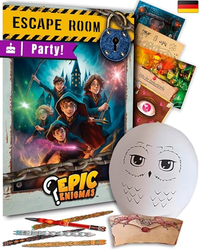 EPIC ENIGMAS | Escape Room Kindergeburtstag | Partyspiel Schnitzeljagd | Kinder Rätselspiel | Brettspiel Schatzsuche | Deutsch | 5-12 Jahre | 6-25 Spieler | + Harry Geburtstag Deko von EPIC ENIGMAS