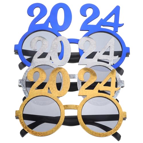 EPIGEIST 3 Sätze 2024 Brille Partybrille 2024 Abschlussbrille 2024 Alles Zum Geburtstag Brille Glühen Sonnenbrille in Herzform Ausgefallene Partybrillen Spiel Plastik 3 Stück * 3 von EPIGEIST