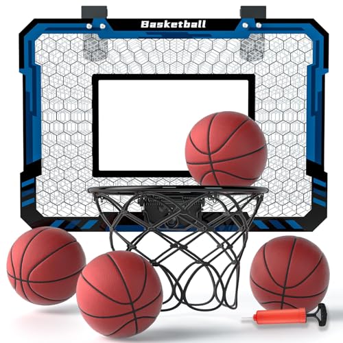 EPPO Basketball -Hoop Innenräume für Kinder 16 "x 12" - Mini -Basketball -Hoop mit 4 Bällen und komplettem Basketballzubehör - perfekt für einen Basketballliebhaber als Geschenk （blau） von EPPO