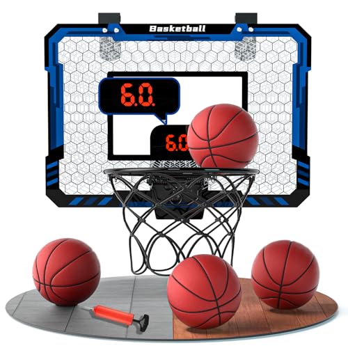 EPPO Basketballkorb für den Innenbereich für Kinder – Faltbarer Basketballkorb mit automatischer Wertung für die Tür mit 4 Bällen, Basketballspielzeug als Geschenk für Kinder, Jungen und Teenager von EPPO