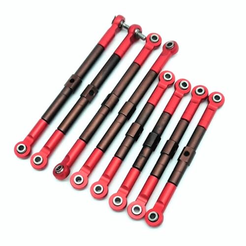 8 Stück S2 Hartstahl verstellbare vordere und hintere Zehenglieder Schubstangen mit Aluminium-Enden, rot, für Traxxas 1/16 Mini E-Revo Summit 7138 7118 von EPTNNASO