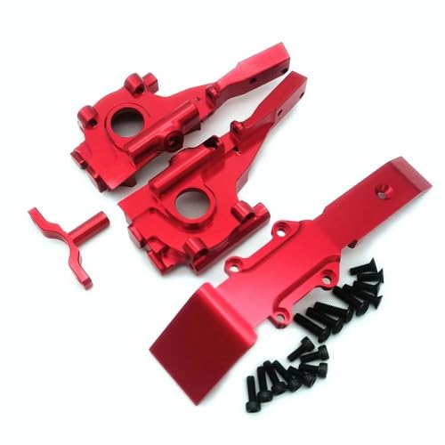 Aluminium Frontschott Getriebe und Unterfahrschutz Rot für Traxxas 1/16 Mini E-Revo Slash Summit 7030X 7043 7037 von EPTNNASO