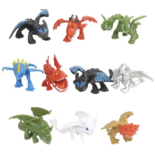 10 Stücke Dragon Figuren Drachen Kinder Spielzeug,Handbemalte Sammelfiguren Drachenfiguren aus Resin Drachen Statue Kuchen Topper for Kinder,Geschenk für Drachenfans von EPXOIQC