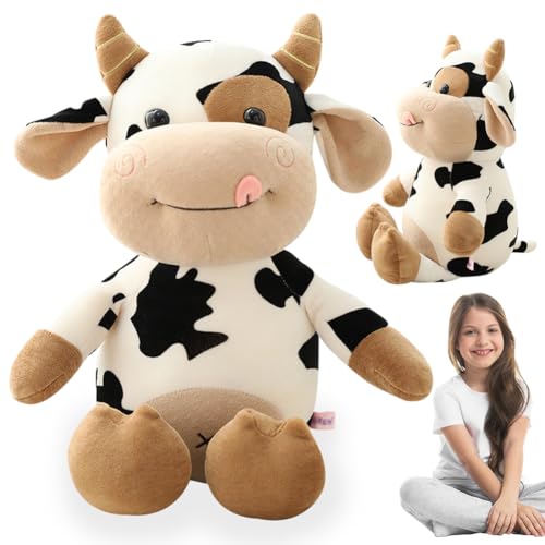 EPXOIQC Kühe Kuscheltier Plush,Toys Plüsch für Kinder,Stofftier Kuh Spielen Kawaii Plush,Cute Cartoon Plushies Flauschiger Kuh Puppe Spielzeug -30cm von EPXOIQC