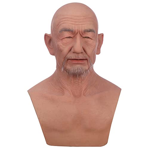 Silikon Maske für Cosplay Halloween Silikon Realistisch Old Man Face Handmade Costumes (Tan) von EQAIWUJIE