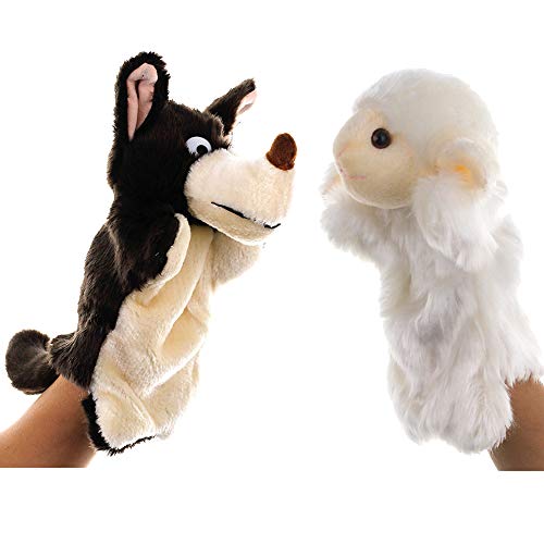 EQLEF Handpuppe, realistische Schafwolfpuppe Weiche Plüschhandpuppen zum Spielen und Erzählen von Wolfs- und Lammgeschichten von EQLEF