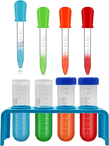 EQLEF Pipette Kinder, Reagenzgläser mit Ständer und Tropfpipetten für kreative wissenschaftliche Experimente, Kinder,pädagogisches Spielzeug, wissenschaftliche Kits für Zuhause (blau) von EQLEF