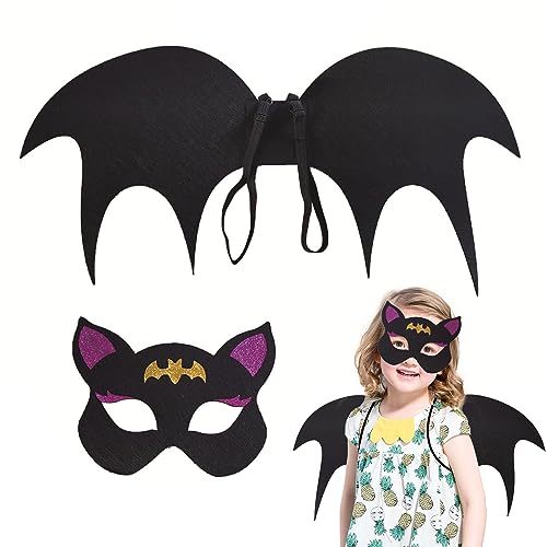 Halloween Fledermaus Kostüm Kinder, Kostüm Fledermaus Kinder Schwarzer Umhang Kinder Fledermaus Kostüm für Jungen und Mädchen Cosplay Fancy Kleid Party Play Party Favor 4-6 Jahre Alt von EQLEF