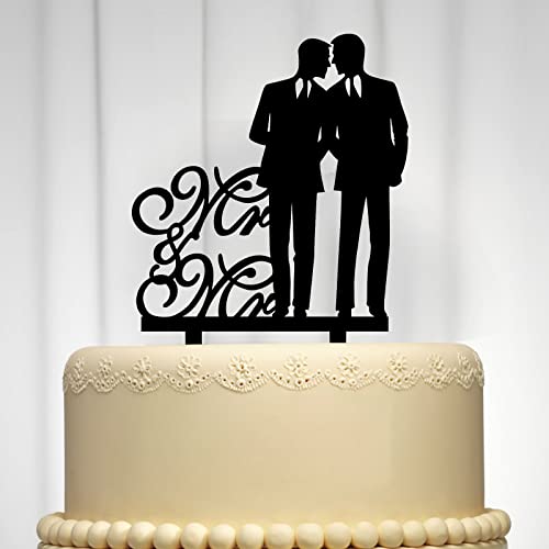 Mr & Mr Cake Topper für Männer, Gay Men Hochzeitstorte Topper Pride Cake Topper Hochzeitstorte Dekor Homosexuell Hochzeit Dekorationen für Männer Gay Verlobung Jahrestag Party von EQLEF