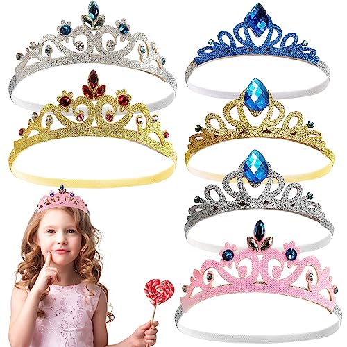 Prinzessin Krone Kinder, 6pcs Prinzessinnen Krone Sparkling Krone Haarreif Mädchen Feen Krone Prinzessin Kinder Party Hütchen Krone Kindergeburtstag für Mädchen Party Favor Fit für 1-7 Jahre von EQLEF