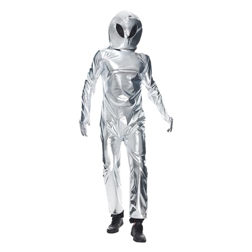 EQWIGKEIT Astronaut Kostüm Damen Herren, Astronaut Kostüm Silber Damen Herren, Spaceman Overall Anzug, Cosplay Space Faschingskostüme, Weltall Raumfahrer Outfit, Mann Paar Raum Uniform Overall, von EQWIGKEIT