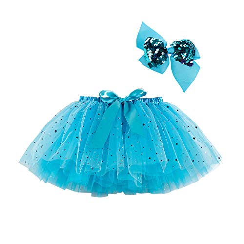 EQWIGKEIT engelkostüm kind, Mädchen Tüllrock Schleife Haarspangen Set Getäfeltes TüTü Retro Kinder Tüll Rock Prinzessin Rock + Stirnband Kleid Outfits Für Party Urlaub Feier von EQWIGKEIT