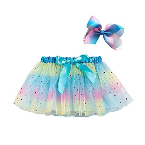 EQWIGKEIT rentier kostüm kinder, Mädchen Tüllrock Schleife Haarspangen Set Getäfeltes TüTü Retro Kinder Tüll Rock Prinzessin Rock + Stirnband Kleid Outfits Für Party Urlaub Feier von EQWIGKEIT