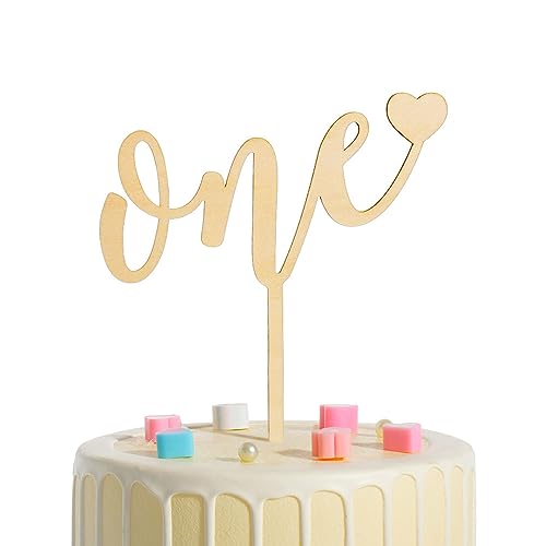 ERBO Cake Topper 1. geburtstag, Holz Cake Topper One, Tortendeko 1. Geburtstag Mädchen Junge, Cake Topper Geburtstag für Babyparty Wild One Kindergeburtstag, 1 Jahr Geburtstag Party Deko Geschenk von ERBO