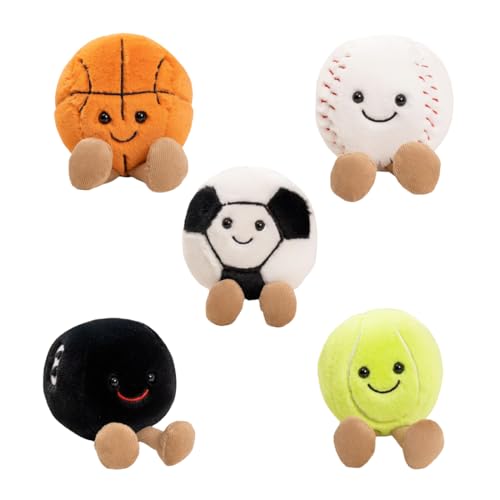 ERDBZCHU 5,1 Zoll Ball Plüschtier, Basketball Fußball Tennis Baseball Billard Ball Plüschtier, Sofa dekorative Kissen (5 stücke) von ERDBZCHU