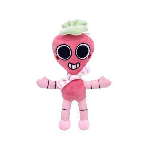 ERDBZCHU Dandy's World Plüschtier, Dandy Scary Games Plüschtier und 55 Aufkleber aus der gleichen Serie, Weiches Kuscheltier Plüsch (Strawberry Head) von ERDBZCHU