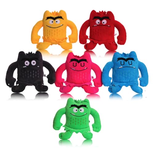 ERDBZCHU Meine emotionale kleine Monster Cartoon Puppe, Bunte Monster Plüsch Spielzeug, 5,9 Zoll emotionale Monster Plüsch Puppe Puzzle Spielzeug (6pcs) von ERDBZCHU