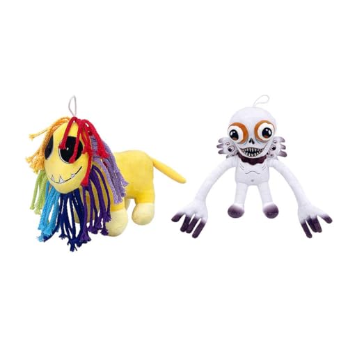 ERDBZCHU Nightmare Plush, Tierplüschtiere, Neue Monster Horror Game Plüschpuppen für Jungen Mädchen und Fans (Lion + Skeleton) von ERDBZCHU