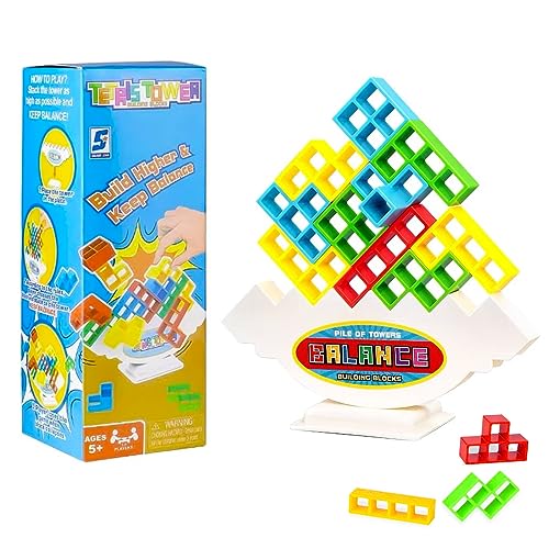 ERFGT Tetra Tower Spiel, 16 PCS Tetris Balance Spielzeug, Schaukelstapel Kinder Balance Spielzeug, Tetris Tower Balance Spiel, Stapelblöcke Balancing Spiel für Jungen und Mädchen ab Jahre 3+ von ERFGT