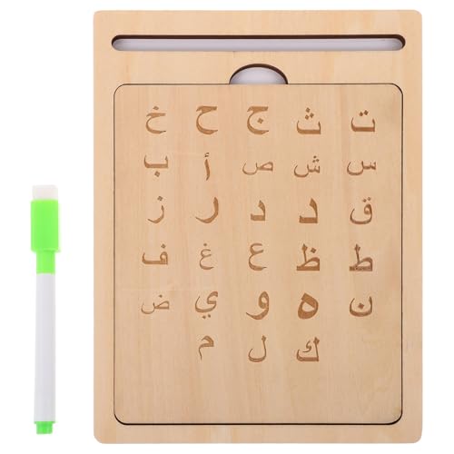 1 Satz Arabischer Schreibblock Arabische Buchstabentafel Pädagogisches Schreibbrett Alphabet-Lernhilfe Übungstafel für das arabische Alphabet Zeichenbrett Lerntafel hölzern Beige ERINGOGO von ERINGOGO