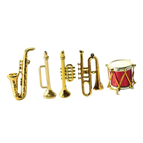 1 Satz Mini-Saxophon Miniaturfiguren Mini-Instrumente Mini-Baumhaus Mini-Gitarre musikspielzeug Musikalisches Zubehör Mini-Hausinstrumentenmodell Mini-Hausaccessoire Plastik Golden ERINGOGO von ERINGOGO