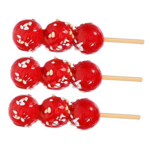 3St Kandiertes Haws-Modell Dessert-Spielzeug Puppenhauszubehör winzige kandierte Kerne Miniatur-Kürbisspieße Essen Miniaturornament winzige Nachahmung kandierter Kornblumen PVC rot ERINGOGO von ERINGOGO