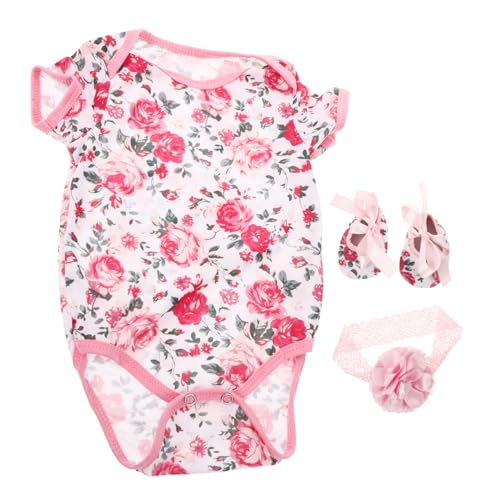 ERINGOGO 18–23 Baby Puppen Mädchen Outfit Komplettes 3-teiliges Set mit Rose Body Stirnband Schuhe Neugeborenen Kleinkind Puppenkleidung von ERINGOGO